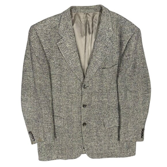 Hugo Boss Wool/Silk Tweed Blazer Sport Coat Glen Check Made in USA 42 - Picture 1 of 11